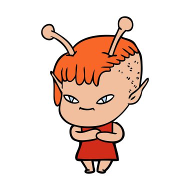 sevimli çizgi uzaylı kız