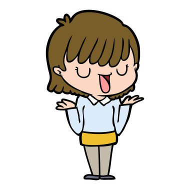 Çizgi filmdeki kadının vektör çizimi