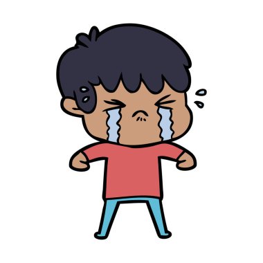 vektör çizim karikatür çocuk ağlıyor
