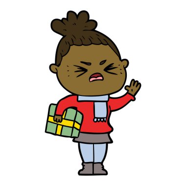 vektör çizim karikatür kızgın kadın