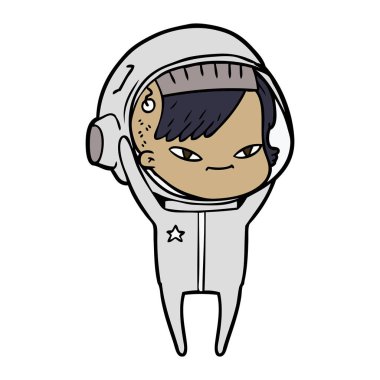 vektör çizim karikatür astronot kadın