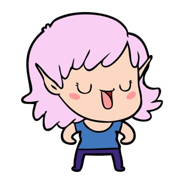 vektör çizim karikatür elf kızı