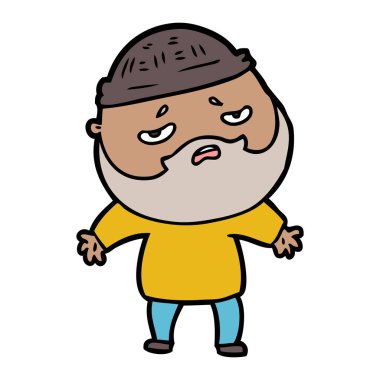 Sakallı endişeli adam çizgi film