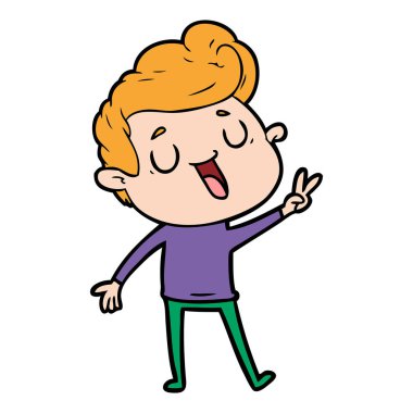 mutlu çizgi film adam vektör çizim