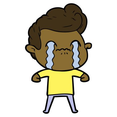 vektör çizim karikatür adam ağlıyor
