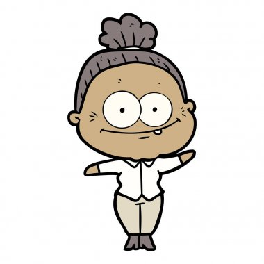 karikatür mutlu yaşlı kadın