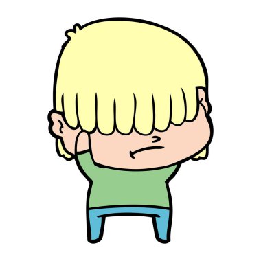 dağınık saçlı çocuk çizgi film