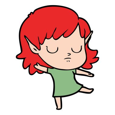 vektör çizim karikatür elf kızı