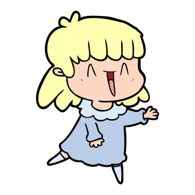 Çizgi filmdeki kadının vektör çizimi