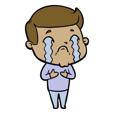 vektör çizim karikatür adam ağlıyor