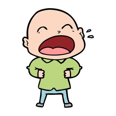 karikatür bağırarak kel adam