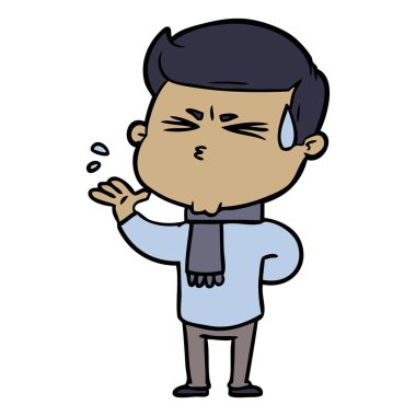  vektör çizim karikatür adam terleme