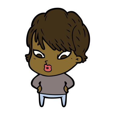 Çizgi filmdeki kadının vektör çizimi