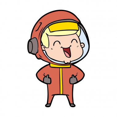 mutlu karikatür astronot vektör çizim