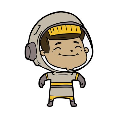 mutlu karikatür astronot vektör çizim