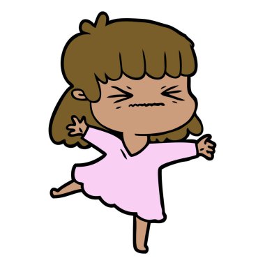 vektör çizim karikatür kızgın kız
