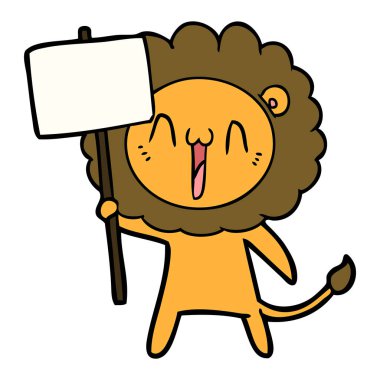 mutlu karikatür aslan vektör çizim
