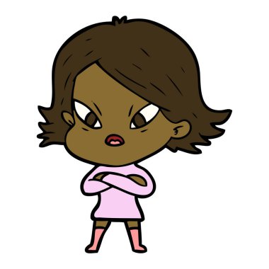 vektör çizim karikatür kadın vurguladı