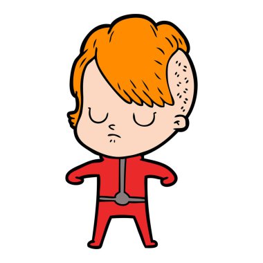 Çizgi filmdeki kadının vektör çizimi