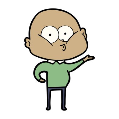 karikatür kel adam bakıyor