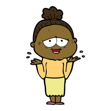 karikatür mutlu yaşlı kadın