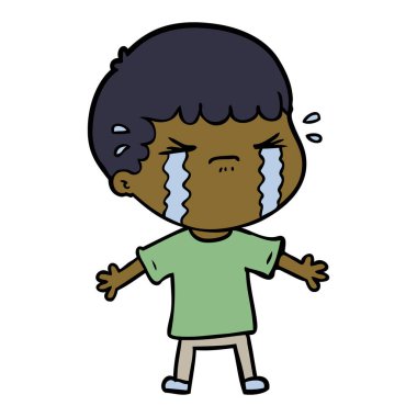 vektör çizim karikatür adam ağlıyor