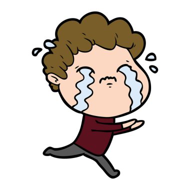 vektör çizim karikatür adam ağlıyor