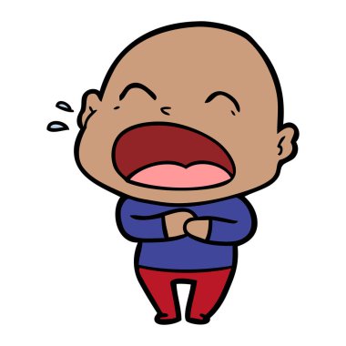 karikatür bağırarak kel adam