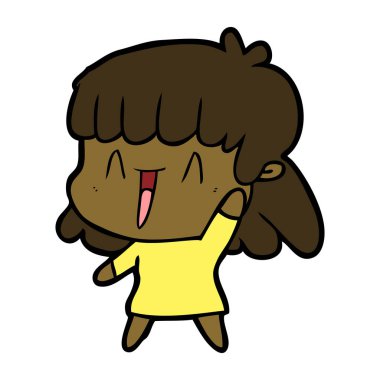 vektör çizim karikatür mutlu kız