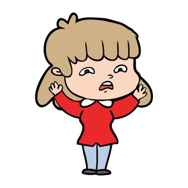 vektör çizim karikatür endişeli kadın