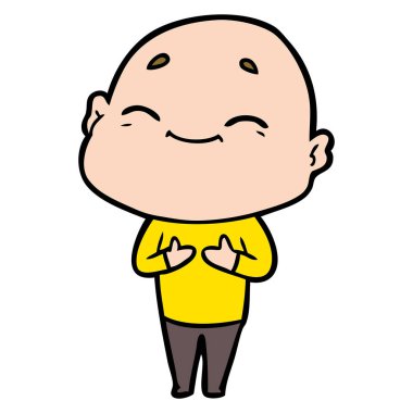 mutlu karikatür kel adam