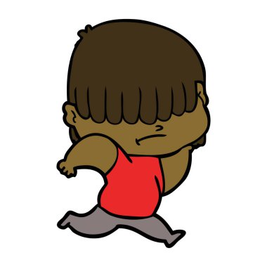 dağınık saçlı çocuk çizgi film