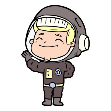 mutlu karikatür astronot vektör çizim