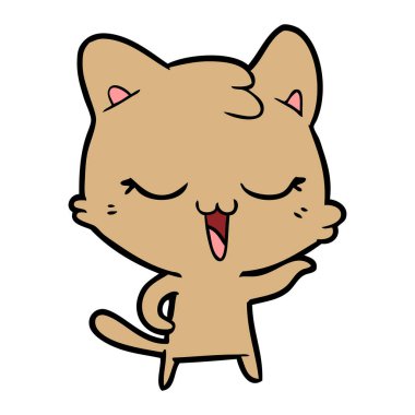 vektör çizim karikatür mutlu kedi