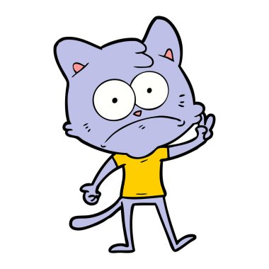 vektör çizim karikatür gergin kedi