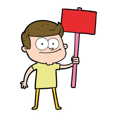 çizgi film afişini ile mutlu bir adam