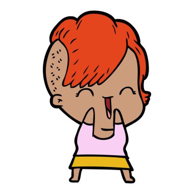 karikatür mutlu hippi kız