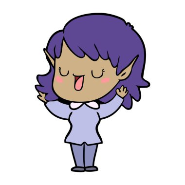 vektör çizim karikatür elf kızı