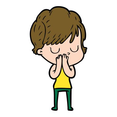 Çizgi filmdeki kadının vektör çizimi