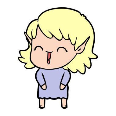 vektör çizim karikatür elf kızı