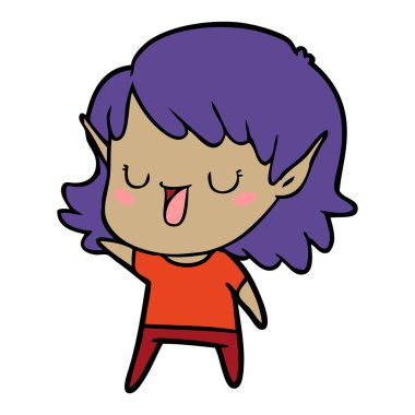 vektör çizim karikatür elf kızı