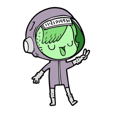 vektör çizim karikatür astronot kadın