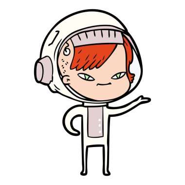 vektör çizim karikatür astronot kadın