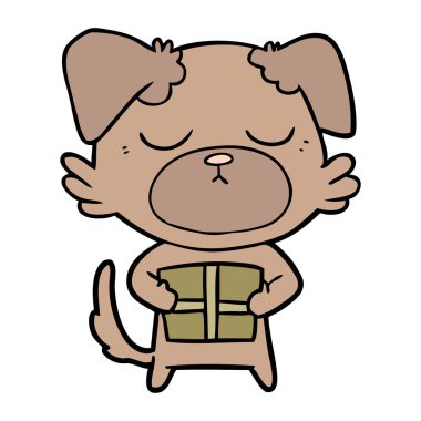 sevimli çizgi köpek Noel hediyesi ile