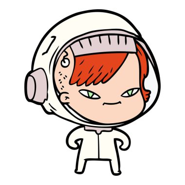 vektör çizim karikatür astronot kadın