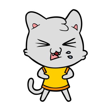 vektör çizim karikatür kedi tıslama