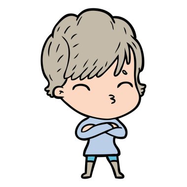 vektör çizim karikatür kadın düşünme