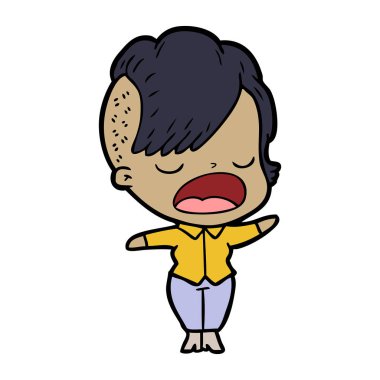 konuşuyor karikatür serin hippi kız