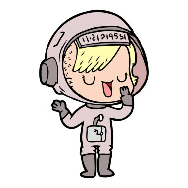 vektör çizim karikatür astronot kadın