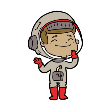 mutlu karikatür astronot vektör çizim